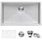 Ruvati 32" Undermount 16 Gauge Tight Radius Kitchen Sink SS Single Bowl RVH7400 - alternate 1